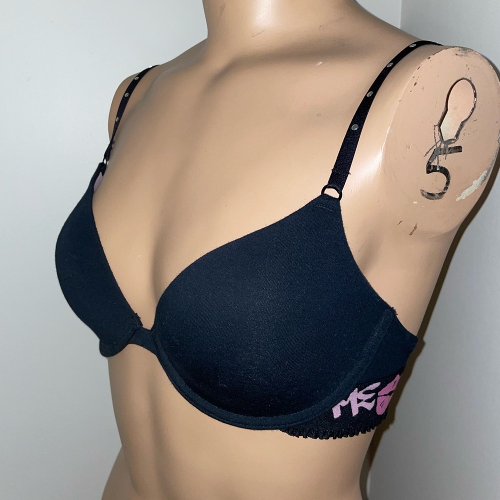 La Senza Lightly Lined Cotton Bra 34C Studded Straps Kiss Band NWT